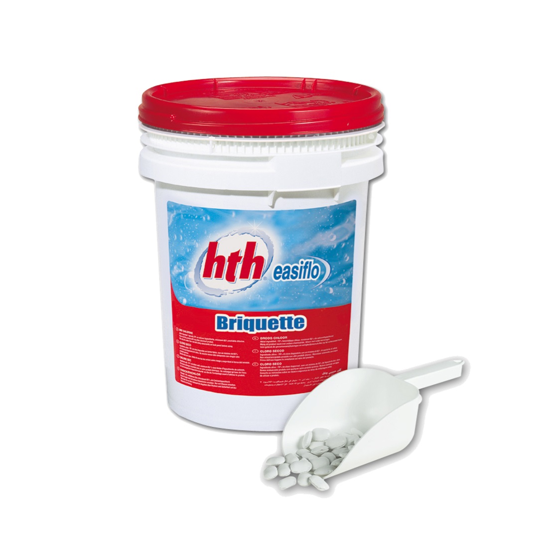 hth Briquettes – 7g Trockenchlor für Schwimmbad-Desinfektion