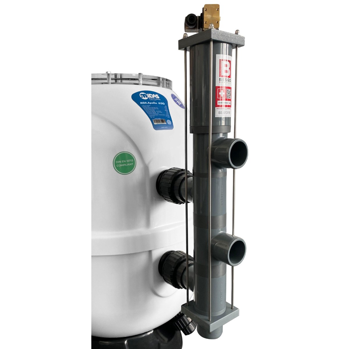 MIDA.Apollo GFK-Filterbehälter Ø 560 mm inkl. 1½" Besgo-Stangenventil