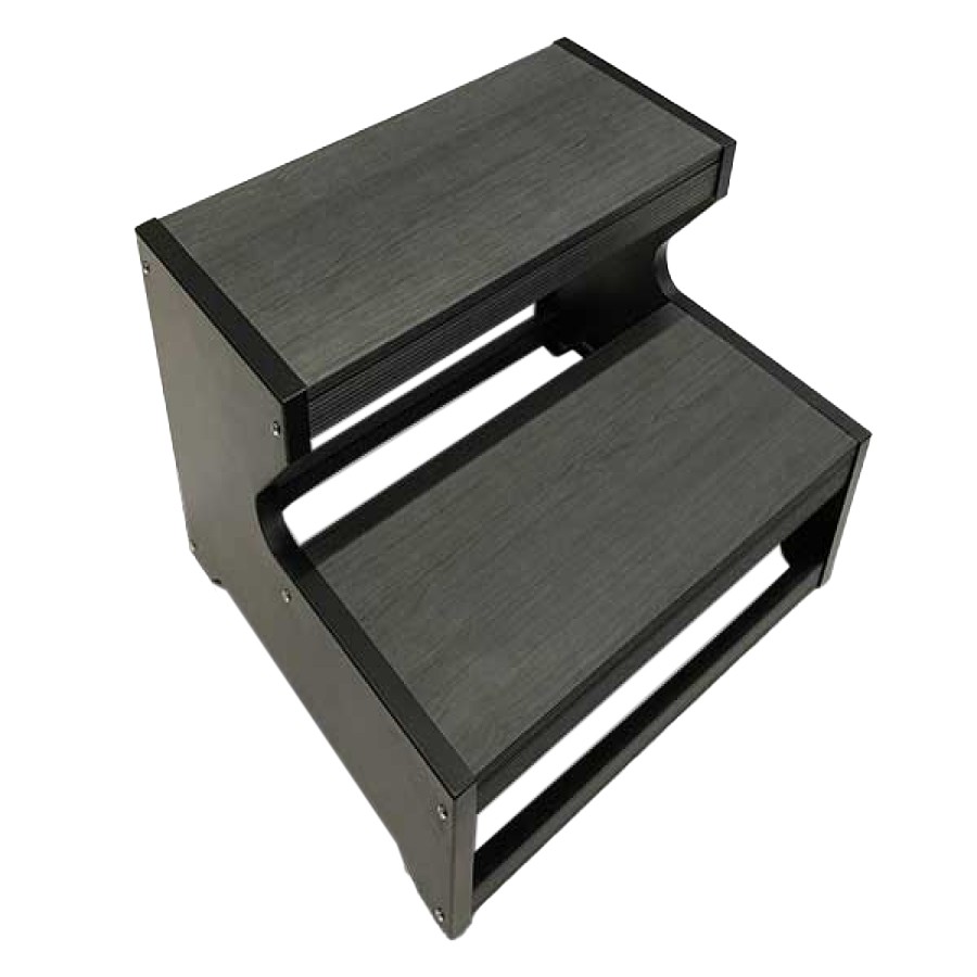 Whirlpool-Treppe, 2-stufig, 66.6 x 52 cm – Driftwood Grey H20B mit schwarzem Rahmen