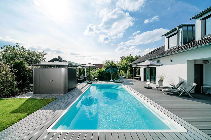 Swimming Pool Aurora 750 Treppe links