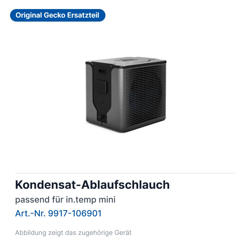 Gecko Kondensat-Ablaufschlauch für in.temp mini Wärmepumpe (9917-106901)