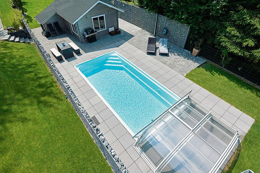 Swimming Pool Aurora 750 Treppe links