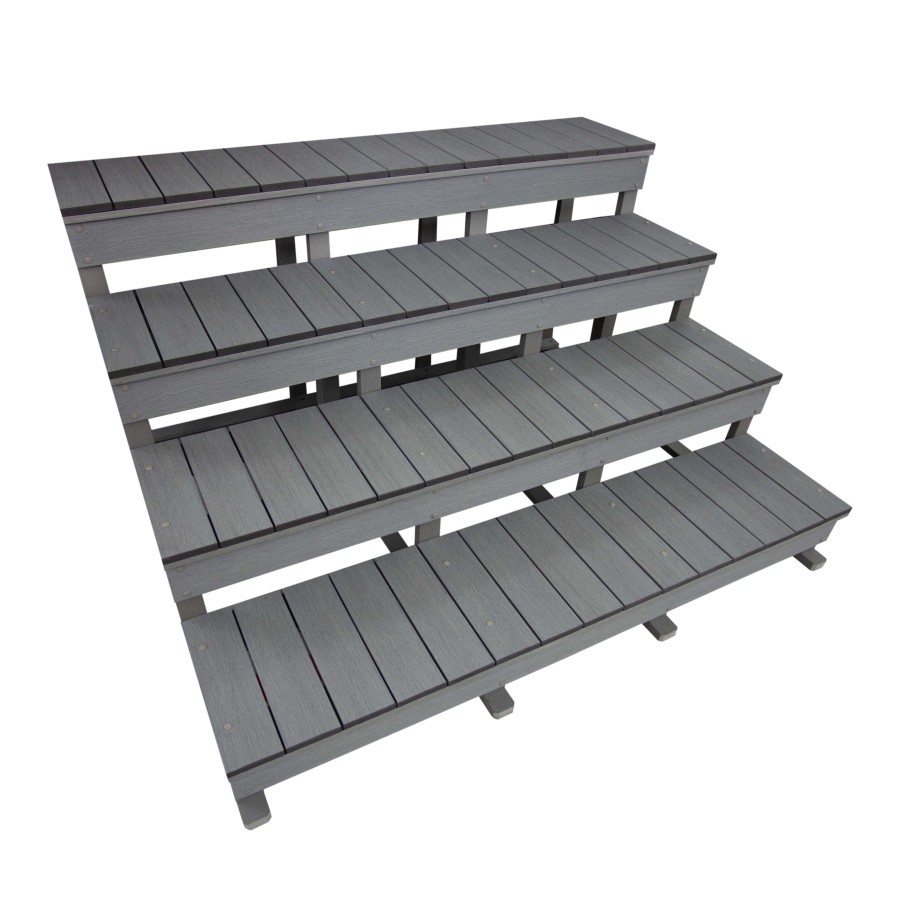 Swimspa-Treppe, 4-stufig, Breite 124 cm – Lunar Grey