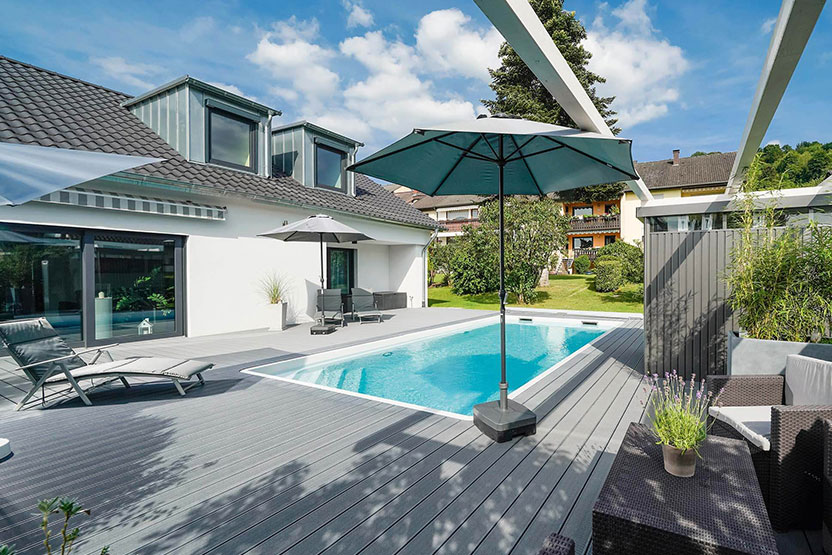 Swimming Pool Aurora 750 Treppe links