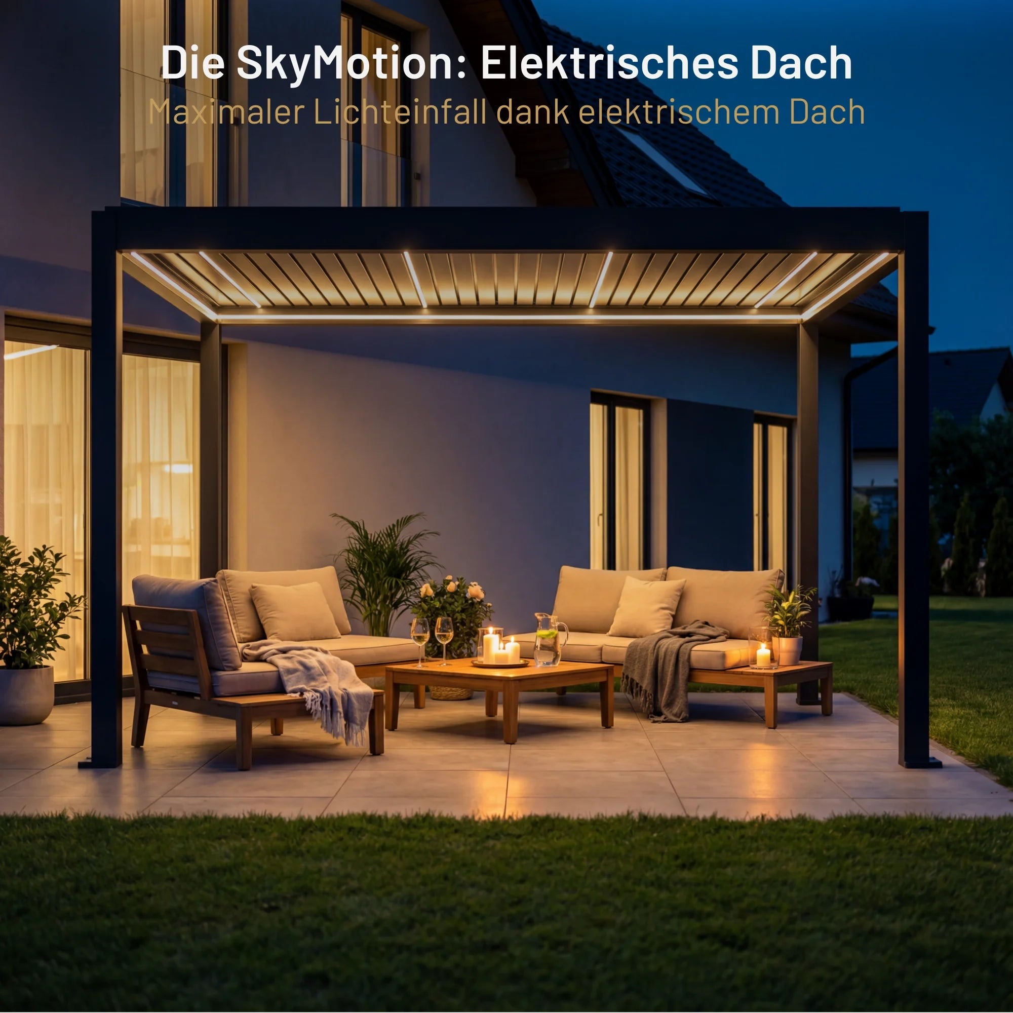 SkyMotion LED Aluminium Pergola 3x4m motorisiert