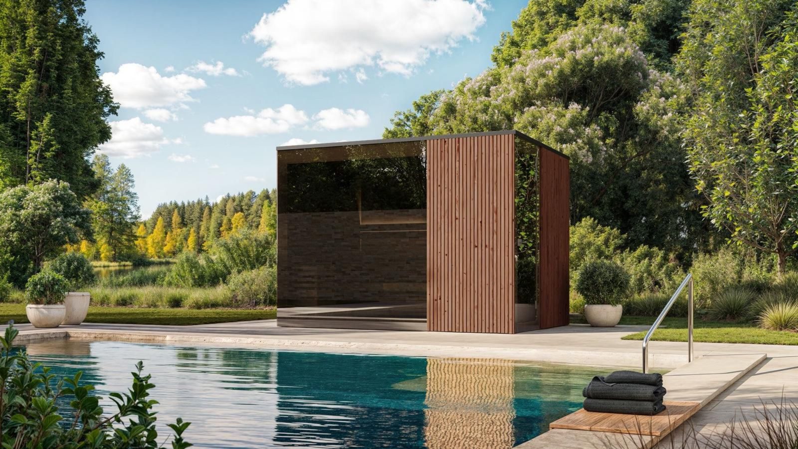 Sauna mit Blick in den Garten