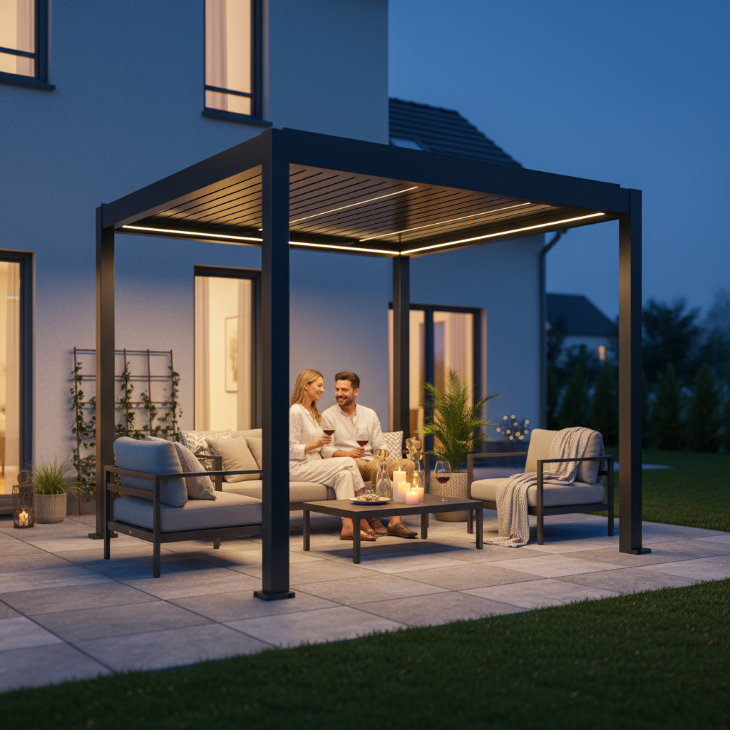 SkyMotion LED Aluminium Pergola 3x3m motorisiert