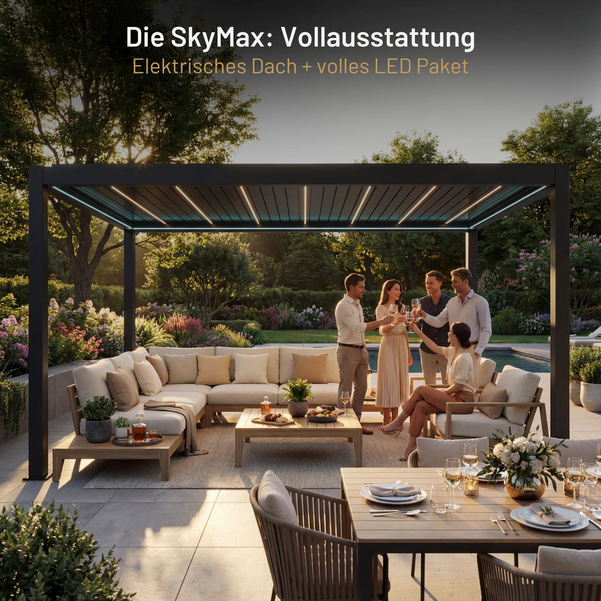SkyMax Ultra Aluminium LED Pergola 4x4m motorisiert