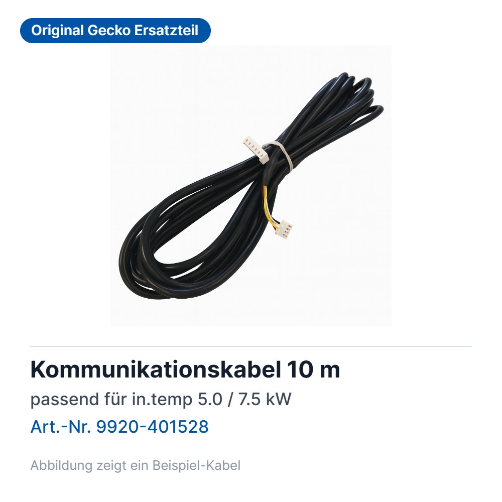 Gecko Kommunikationskabel 10 m für in.temp Wärmepumpe 5.0 / 7.5 kW (9920-401528)